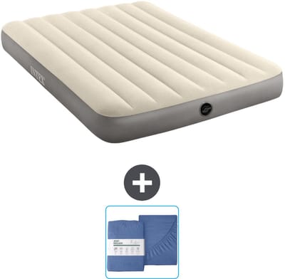 Intex Luchtbed - Twijfelaar - 137 x 191 x 25 cm - Beige - Inclusief en Hoeslaken