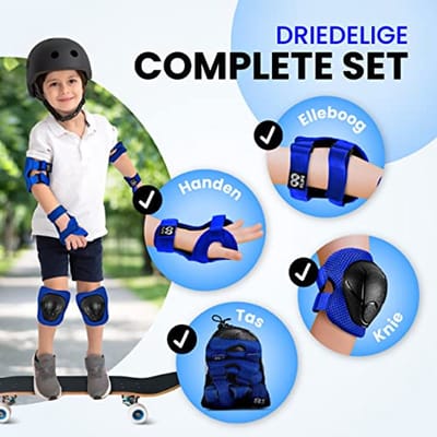 Kniebeschermers voor Kinderen - TÜV Rheinland GS Gecertificeerd - 6-delige Set - XS Blauw