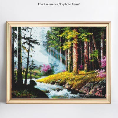 5D DIY diamant schilderij volledige ronde schilderachtige bos borduurwerk verkoop strass foto 20X30