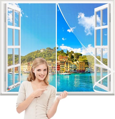 Magnetische Vliegenhor voor Raam Wit 100x100 cm - Insectenhor met Automatische Sluiting