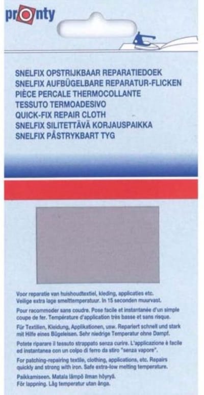 PRONTY REPARATIEDOEK SNELFIX OPSTRIJKBAAR, 11-25 cm, LICHT GRIJS, PER STUK.