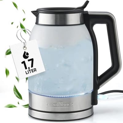 Glazen Waterkoker 1,7 Liter met Blauw Verlicht Reservoir - BPA-vrij - 2200W