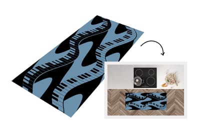 Keukenloper - Loper keuken - Patronen - Piano - Blauw - Jaren 20 - 120x50 cm - Keukenloper vinyl