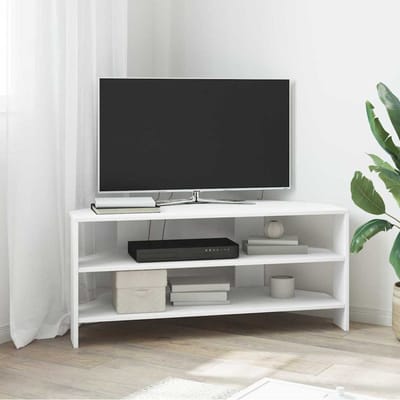 vidaXL - HoekTVKabinet - 102x40,5x45cm - Wit - Bewerkt - hout