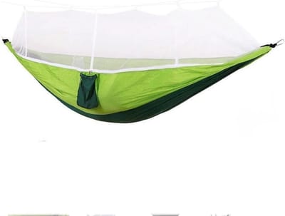 Hangmat met net - Kampeerhangmat buiten - Ontspannen in de natuur - Inclusief muggennet - Voor 2 personen - Groen