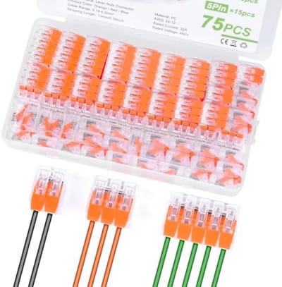 Kabelverbinder 75 Stuks - Elektrische Kabelklemmen Met Bedieningshendel voor 4mm² Aansluitklemmen