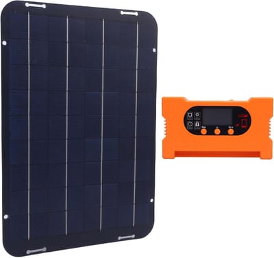 Zonnepaneel Kit - Zonne Charger - Batterij Opladen - IP65 Waterdicht - 12W Vermogen - Zwart