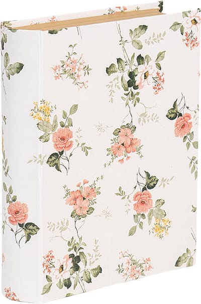 Clayre & Eef Opbergdoos Boeken 17x14x5 cm Wit Karton Bloemen