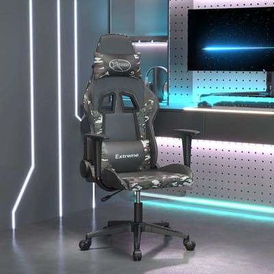 vidaXL - Massage - gamestoel - met - voetensteun - kunstleer - zwart - en - camouflage