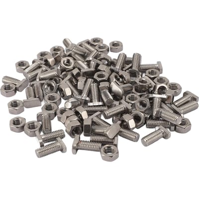 50 stuks Kasbouten Moeren Set Roestvrij Staal M6X14 Bouten en M6 Zeskantmoeren voor Buitenplant Tuinieren