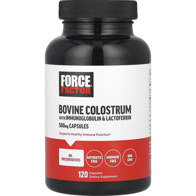 Force Factor, rundercolostrum, immunoglobuline en lactoferrine, 500 mg, 120 capsules