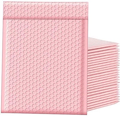 Gewatteerde verzendenveloppen 25 stuks - Zelfsluitende polybubbel mailers voor kleine bedrijven - Matte lichtroze verpakking