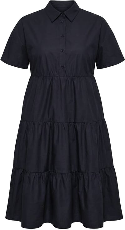 Studio Untold - Dames - Maxi-jurk A-lijn volants korte mouwen - Zwart - Maat 42+