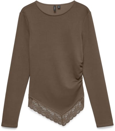 VERO MODA - VMMILLE LS O-NECK ASM LACE TOP JR EX SB4 - Dames - Blouses