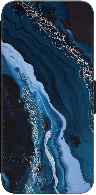 Leuke Telefoonhoesjes - Hoesje geschikt voor Samsung Galaxy A34 bookcase leer - Marmer lagoon blauw - Marmer lagoon blauw - Wallet Case met pasjeshouder - Marmer - Blauw