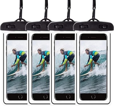 Waterdicht telefoon zak-waterdicht telefoonzakje-waterdichte telefoonhoesjes-waterdichte telefoontas- Onderwater telefoonhoesje, droogtas, lanyard, universeel - Geschikt voor telefoons kleiner dan 6 inch-zwart- 4-pack -20.5*10.5cm