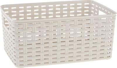 Plasticforte Opbergmand - Kastmand - rotan kunststof - creme wit - 6 Liter - 19 x 29 x 13 cm