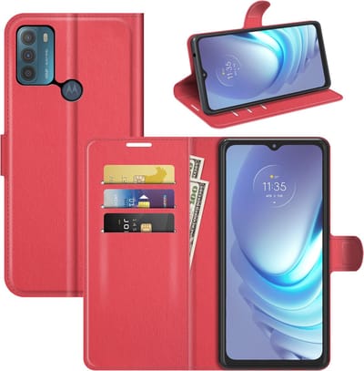 MobyDefend Hoesje - Geschikt voor Motorola Moto G50 - Kunstleren Wallet Book Case (Sluiting Voorkant) - Rood
