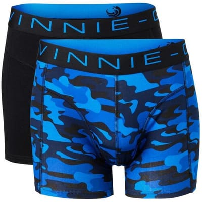 Vinnie-G Boxershorts 2-pack Black /Blue Army - Maat S - Heren Onderbroeken Zwart/Blauw/Legerprint - Geen irritante Labels - Katoen heren ondergoed