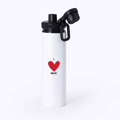 Hacebo® - Ik hou van mijn broer waterfles met draaidop zwart - Broer - Broers - Cadeau voor je broer - familie - hartje - love - water fles - 850ML