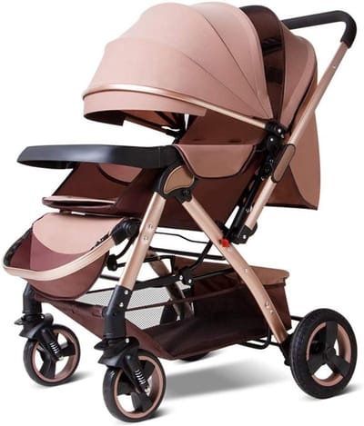 Kinderwagen Organizer - Buggy Tas - Baby Vervoer - 5-Punts Gordel - 53 x 80 x 100 cm - Bruin