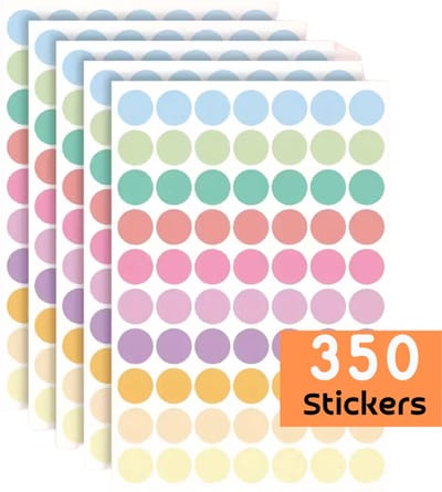Stippen Stickers - 25MM - 5 Vel met 350 ronde Stickers in 10 pastelkleuren - Voor Organisatie, Decoratie, Planner, DIY etc.