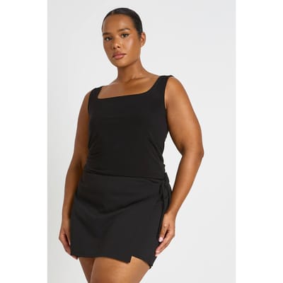 boohoo Dames Plus Wikkel Detail Skort | Zwart | Maat: 44