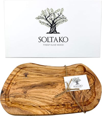Rustieke houten steak- en kaasplank met sapgroef - handgemaakt keukenaccessoire (1, 15-17 inch)