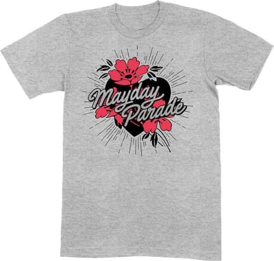 Mayday Parade - Heart And Flowers Heren T-shirt - L - Grijs