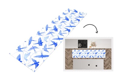 Keukenloper - Loper keuken - Patroon - Blauw - Vogel - 200x50 cm - Keukenloper vinyl