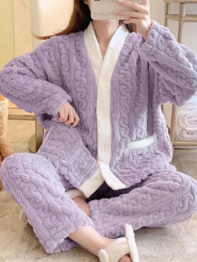 Herfst & Winter Nachtkleding voor Vrouwen - 2 Sets Koraal Fluwelen Pyjama's (40-70 kg) - Verdikte, Losse Home wear voor Studenten - Dames Pyjama, Cozy Nachtkleding, Comfortabele Slapensets
