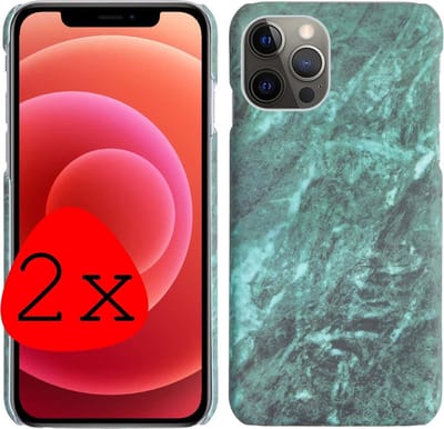 Hoes Geschikt voor iPhone 11 Pro Hoesje Marmer Case Marmeren Cover Hoes Hardcover - Groen - 2 Stuks