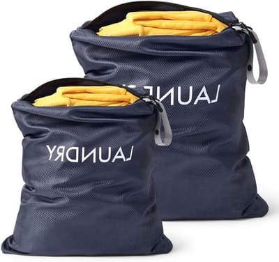 Vouwbare Waterdichte Waszakken, 2 Stuks voor Vuile Kleding, Ideaal voor Fitness en Strand, Met Rits en Opbergruimte - Donkerblauw