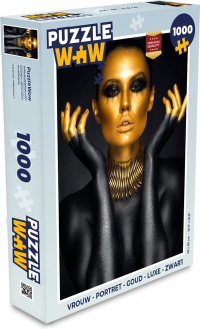 Puzzel Vrouw - Portret - Goud - Luxe - Zwart - Legpuzzel - Puzzel 1000 stukjes volwassenen