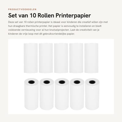 Dailygoods- Printerpapier A4 Wit - Thermisch Papier - Set van 10 Rollen - Eenvoudig te Installeren - Hoge Definitie Afdrukken - Geschikt voor Kindercamera