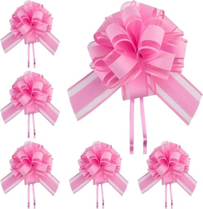 Grote Roze Strik Bogen voor Cadeaus | 6 Stuks | Decoratieve Bogen voor Verpakking, Bruiloft, Verjaardag en Feestdagen