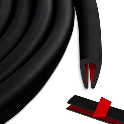 Rubberen U-profiel - Randbescherming Profiel - Bescherming van randen - Temperatuurbestendig - 32 mm x 6 m - Zwart