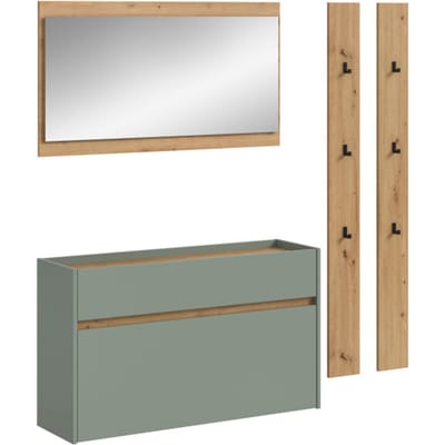 4-delige garderobecombinatie met schoenenkast en spiegel - Orde en stijl - 192x172x32cm