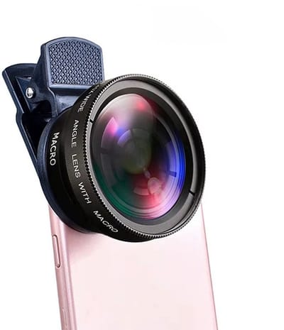 2-in-1 Universele Clip-On Smartphone Lens 37mm – Groothoek 0.45x + Macro HD Camera Lens - Geschikt voor alle iPhone-modellen & Android - Mobiele Telefoon Fotografie Accessoire- Zwart