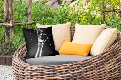 Tuinkussen - Champagne - Zwart - Spetters - Popping - 40x40 cm - Weerbestendig