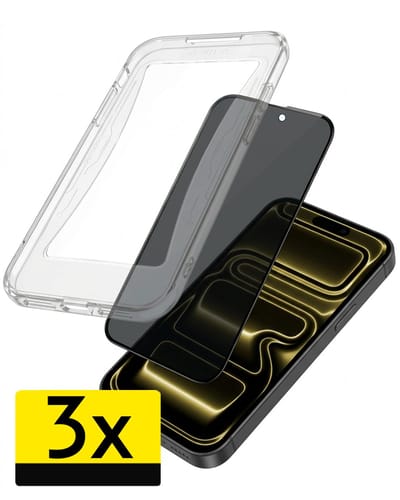 Anti-Spy Screenprotector - Geschikt voor Apple iPhone 17 Pro - 3 Stuks - Met Installatie Kit - Flexibel Glas - Privacy Beschermglas - Tempered Glass - Screen Protector