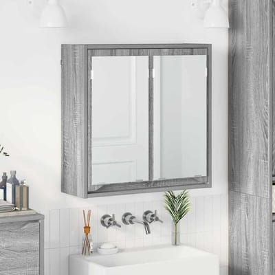 vidaXL - Badkamerspiegelkast - Grijs - Sonoma - 60 - x - 20 - x - 60 - cm - Bewerkt - hout