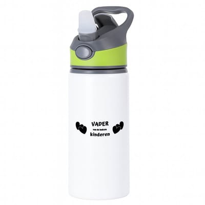 Hacebo® - vader van de leukste kinderen waterfles met rietje groen - Vader - de leukste papa - vader cadeautjes - vaderdag - verjaardag - geschenk - kado - water fles - 650ML