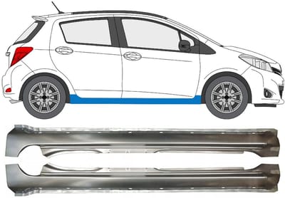 Volledige dorpel voor Toyota Yaris 2011-2020 / Links + Rechts / Set