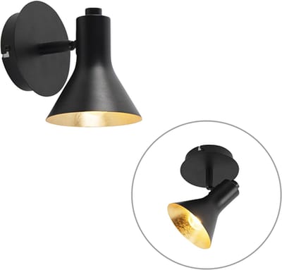 QAZQA magno - Moderne Plafondspot | Spotje | Opbouwspot - 1 lichts - L 150 mm - Zwart Goud - Woonkamer | Slaapkamer | Keuken