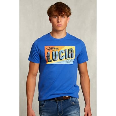 River Woods Normal Fit Basic T-shirt Carribean Blue Blue Size: S | Printed T-Shirts Outlet | Heren | Blauw