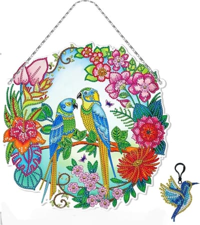 Raamhanger - 08 - Papegaai - Diamond painting - compleet pakket - Diamond painting by Wietske