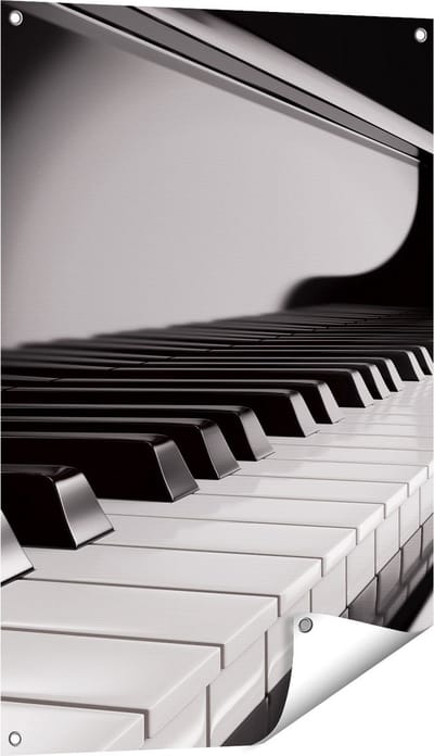 Gards Tuinposter Pianotoetsen - Noten - Piano - 60x90 cm - Tuindoek - Tuindecoratie - Wanddecoratie buiten - Tuinschilderij
