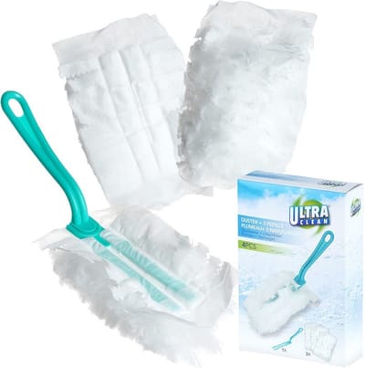 Plumeau met Vervangbare Navullingen 28 cm 4 delig - Stofborstel - Stofdoek - Reinigings Borstel