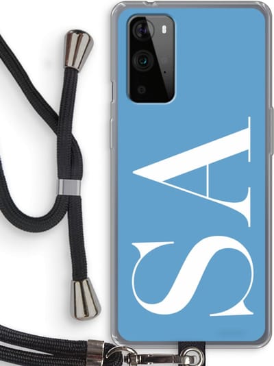 Gepersonaliseerd - Case Company® - Hoesje met koord geschikt voor OnePlus 9 Pro hoesje met Koord - Monogram N°2 - Telefoonhoesje met Zwart Koord - Bescherming aan alle Kanten en Over de Schermrand